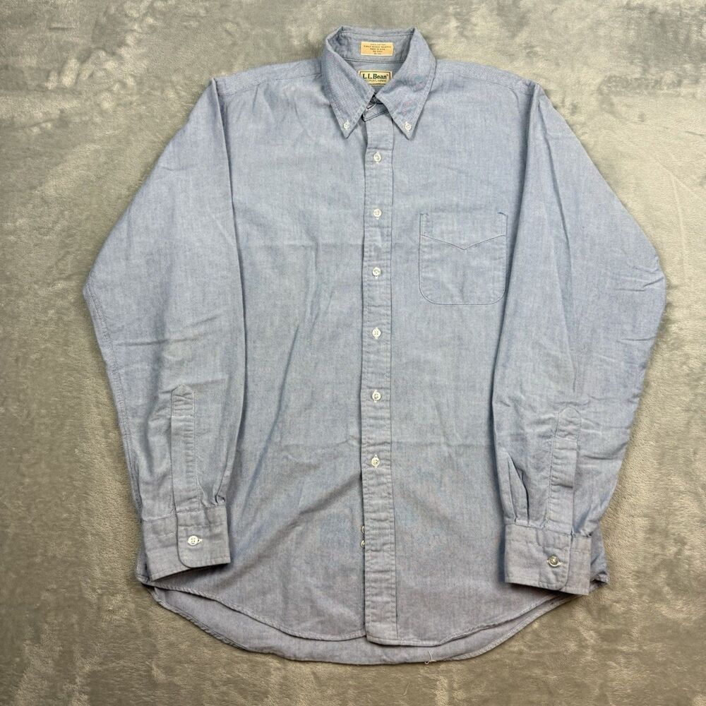Vintage L.L. Bean Oxford Shirt Mens 16-36 L Blue Button Down Made in USA 80s 90s